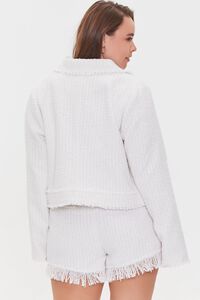 WHITE Plus Size Frayed Tweed Jacket, image 3