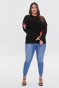 BLACK/MULTI Plus Size Mushroom Sweater, image 4