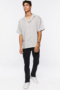 GREY/CREAM Pinstriped Linen-Blend Shirt, image 4