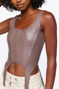 SHIITAKE Faux Leather Bustier Crop Top, image 6