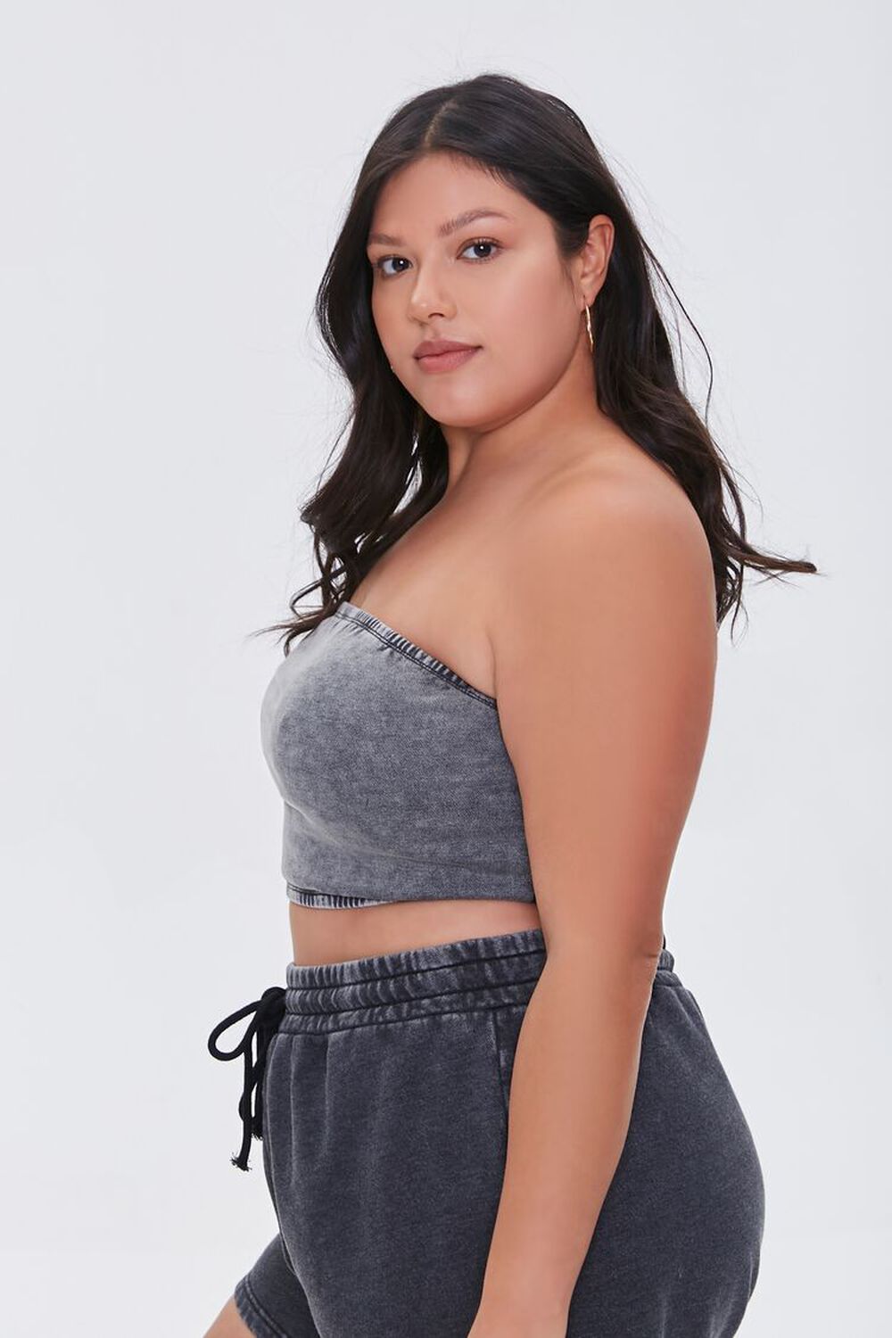 CHARCOAL Plus Size Mineral Wash Tube Top, image 2