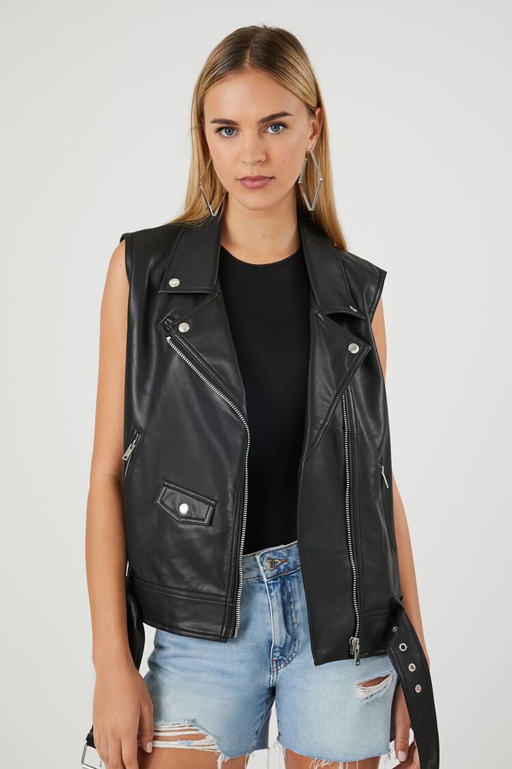 Faux Leather Moto Vest
