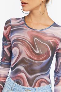 BLACK/MULTI Marble Print Long-Sleeve Bodysuit, image 6
