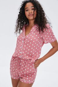 Polka Dot Shirt & Shorts Pajama Set, image 1