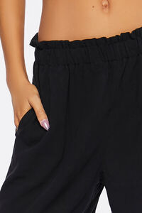 BLACK Linen-Blend Paperbag Pants, image 6
