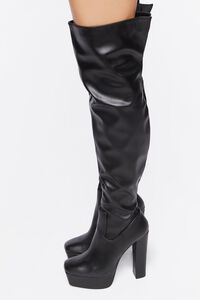 BLACK Faux Leather Over-the-Knee Boots, image 2