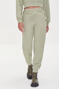 GREEN French Terry Lace-Up Joggers, image 2