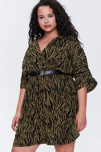 OLIVE/MULTI Plus Size Tiger Striped Dress, image 4