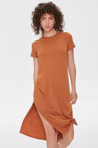 BROWN Recycled Leg-Slit T-Shirt Dress, image 1