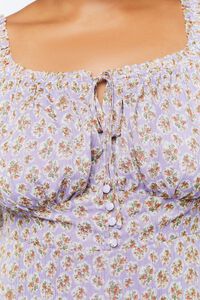 PURPLE/MULTI Plus Size Ditsy Floral Print Midi Dress, image 5