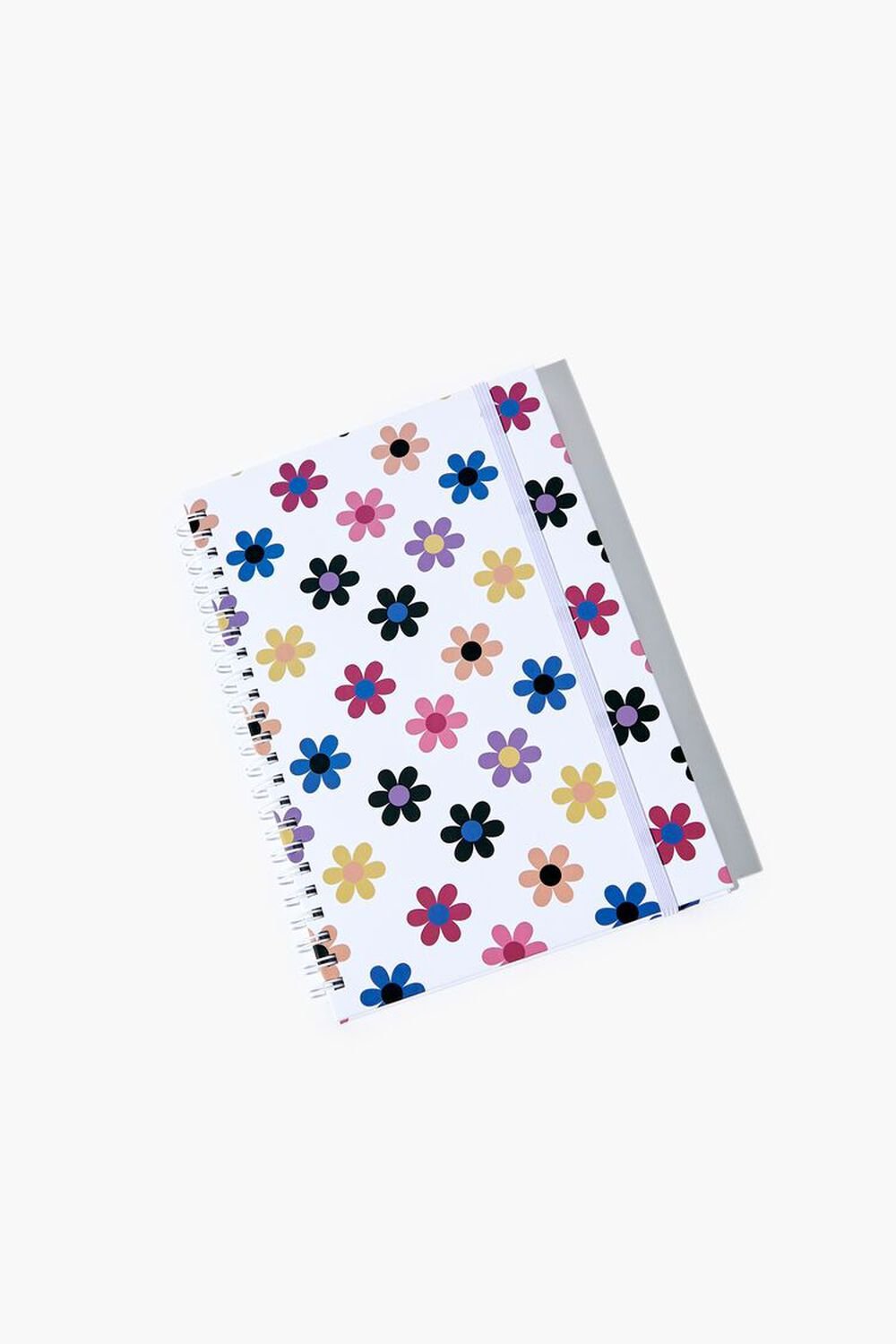 WHITE Floral Print Spiral Notebook, image 1