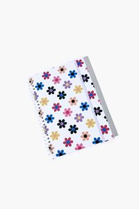 WHITE Floral Print Spiral Notebook, image 1
