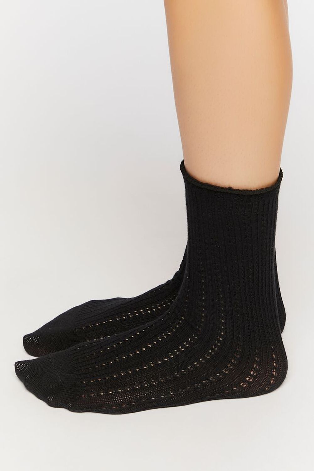 Pointelle Knit Crew Socks, image 3