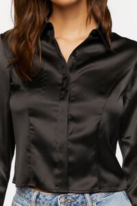BLACK Long-Sleeve Satin Shirt, image 5