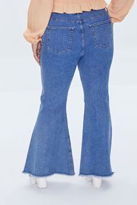 MEDIUM DENIM Plus Size Frayed Flare Jeans, image 4