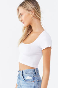 WHITE Seamless Ribbed Crop Top, image 2