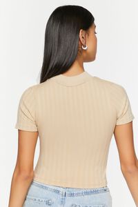 TAUPE Ribbed Mock Neck Top, image 3