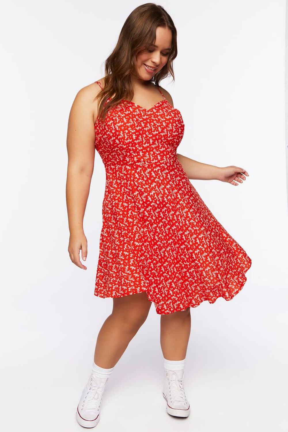 RED/MULTI Plus Size Ditsy Floral Cami Dress, image 1