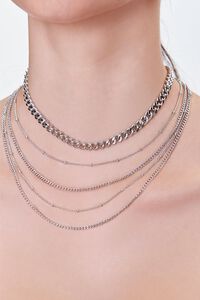 SILVER Curb Chain Layered Necklace, image 1