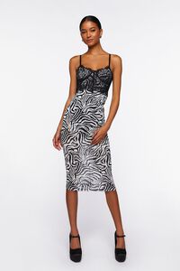 BLACK/WHITE Zebra Print Combo Midi Dress, image 4