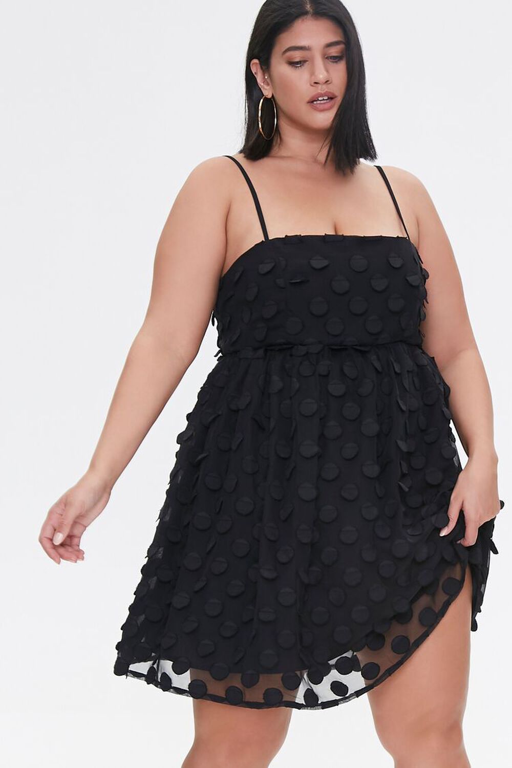 Plus Size Polka Dot-Embellished Cami Dress, image 1