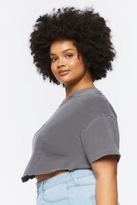 PEWTER Plus Size Raw-Cut Cropped Tee, image 2