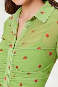GREEN/MULTI Mesh Strawberry Print Mini Dress, image 5