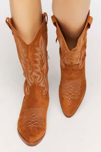 TAN Faux Suede Cowboy Boots, image 4