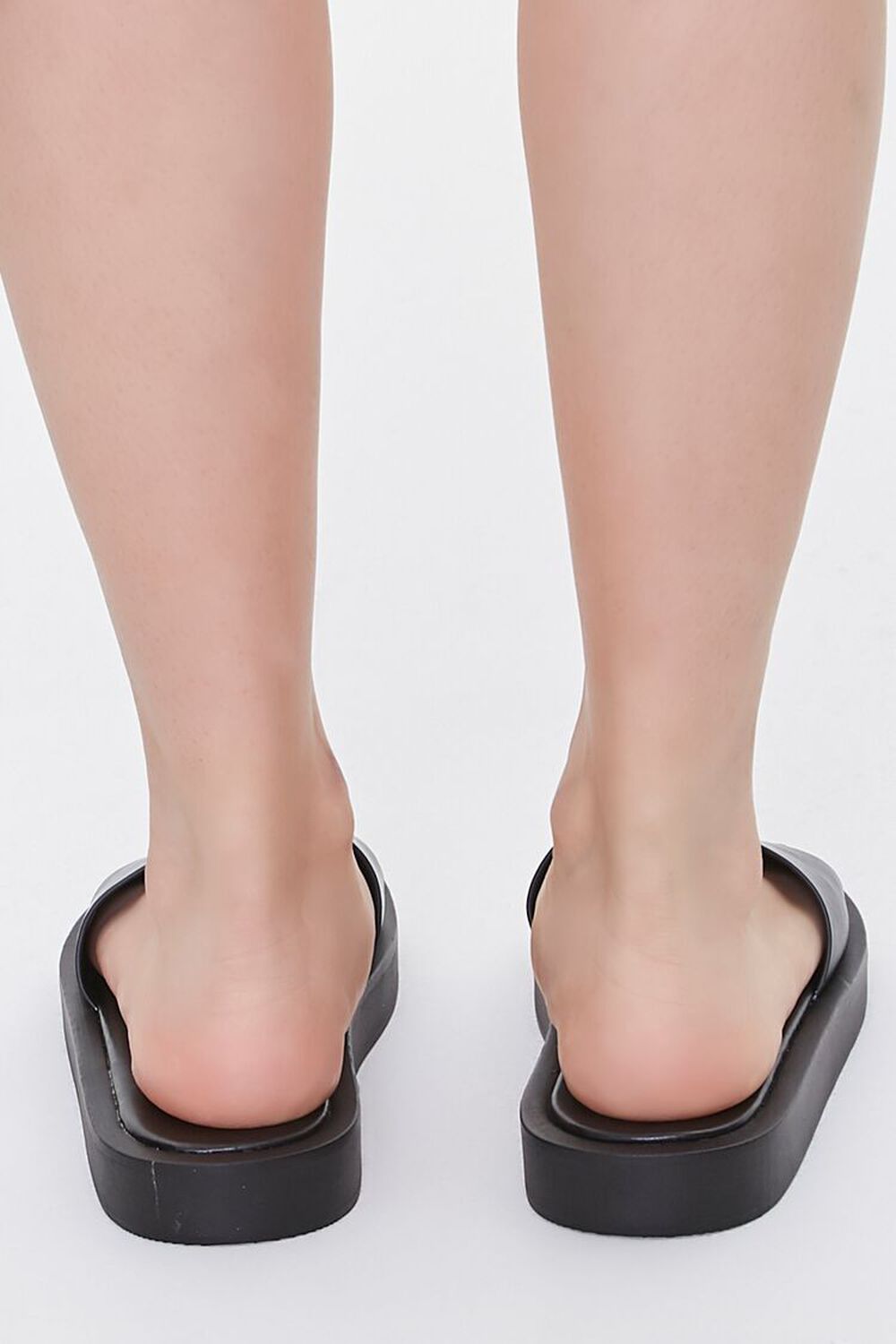 BLACK Faux Leather Flatform Sandals, image 3