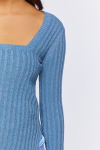 BLUE Glitter Knit Square Neck Sweater, image 6