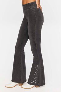 WASHED BLACK Embroidered High-Rise Flare Jeans, image 2