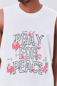 WHITE/MULTI Organically Grown Cotton Pray for Peace Graphic Tank Top, image 5