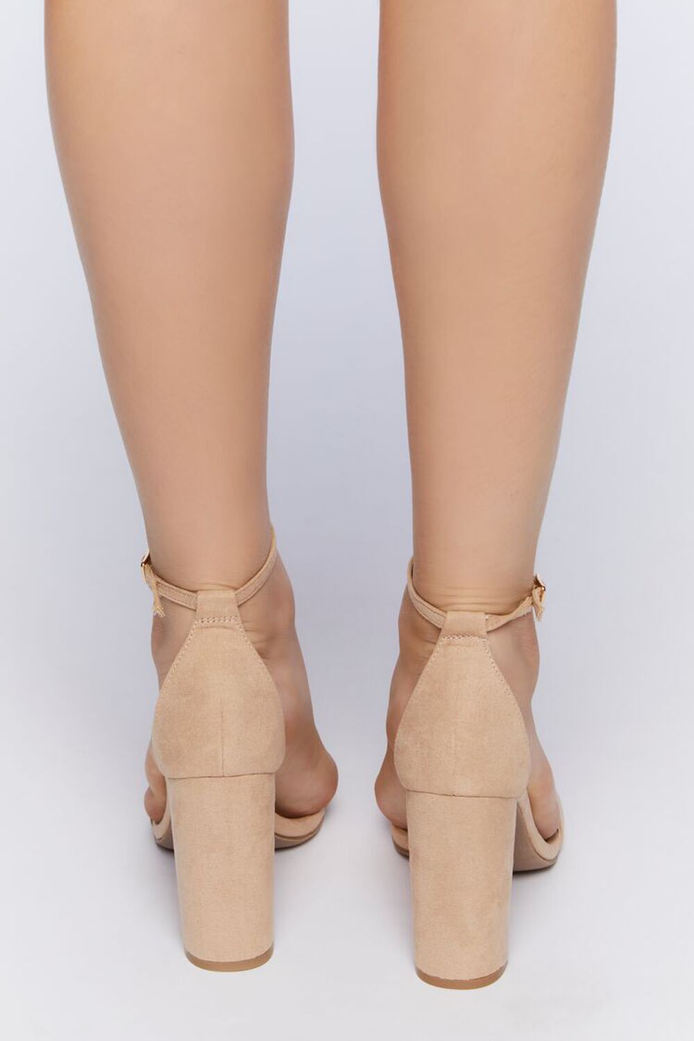 NATURAL Faux Suede Open-Toe Heels, image 3
