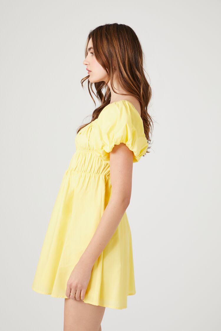 ASOS DESIGN strappy mini dress with v waist seam in lemon | ASOS