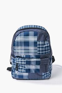 BLUE Large Plaid Backpack, image 1