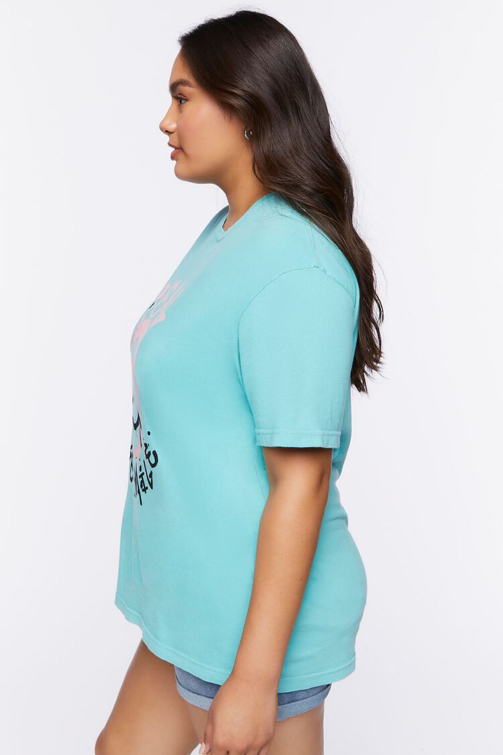 TEAL/MULTI Plus Size Happy Face Graphic Tee, image 2