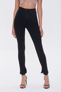 WASHED BLACK Premium High-Rise Skinny Slit Jeans, image 3