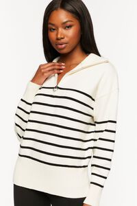 CREAM/BLACK Striped Half-Zip Sweater, image 6