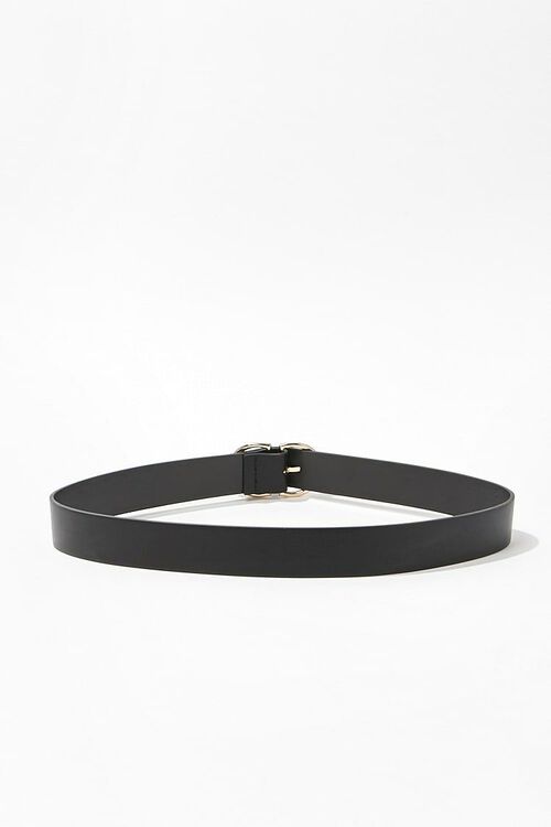 BLACK/GOLD Faux Leather D-Ring Belt, image 2