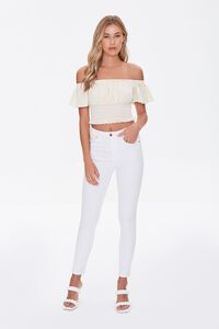LIGHT YELLOW/BEIGE Striped Off-the-Shoulder Crop Top, image 4