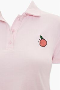 Peach Graphic Cropped Polo Shirt, image 4