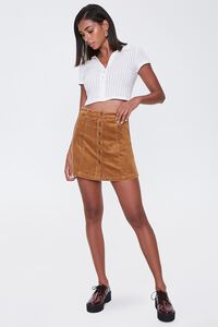 Corduroy Button-Front Mini Skirt, image 5