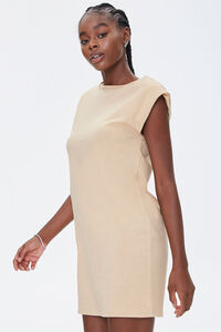 TAUPE Shoulder-Pad T-Shirt Dress, image 2