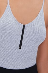 HEATHER GREY Seamless Zip-Front Bodysuit, image 4