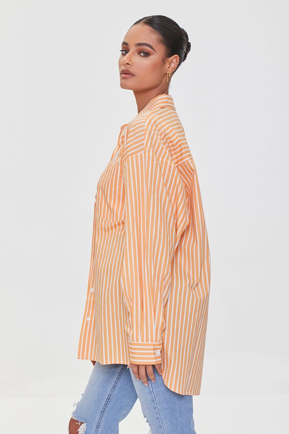 ORANGE/WHITE Striped Poplin Shirt, image 2