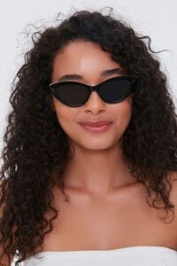 BLACK/BLACK Cat-Eye Frame Sunglasses, image 2
