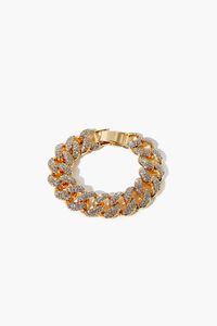 GOLD/CLEAR Chunky Rhinestone Curb Chain Bracelet, image 2