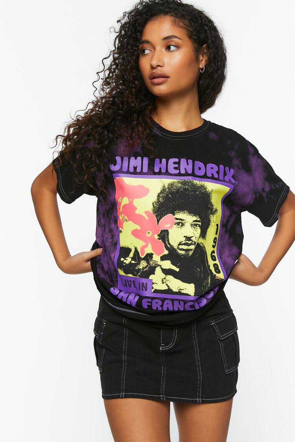 BLACK/MULTI Jimi Hendrix Tie-Dye Graphic Tee, image 1