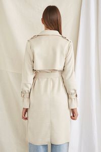 NATURAL Belted Faux Suede Trench Jacket, image 3