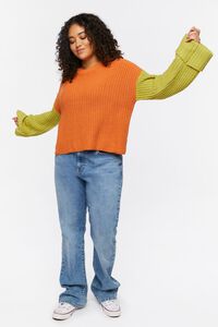 APRICOT/MULTI Plus Size Colorblock Sweater, image 4